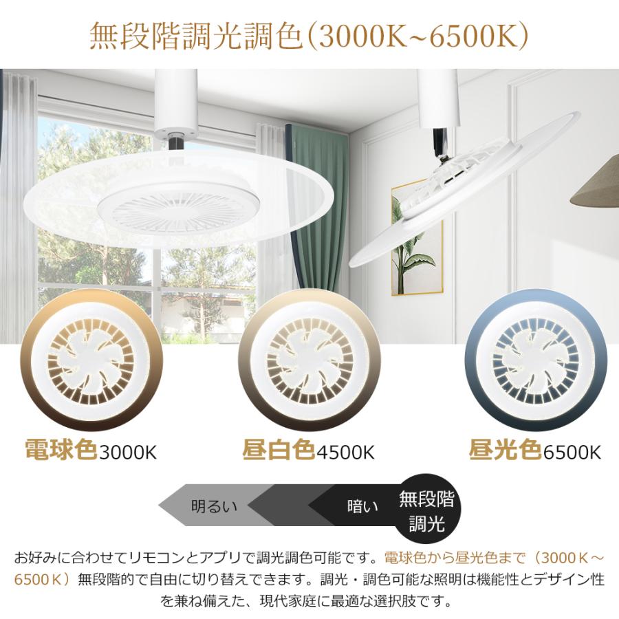 シーリングファン LED シーリングファンライト 調光調色 リモコン付