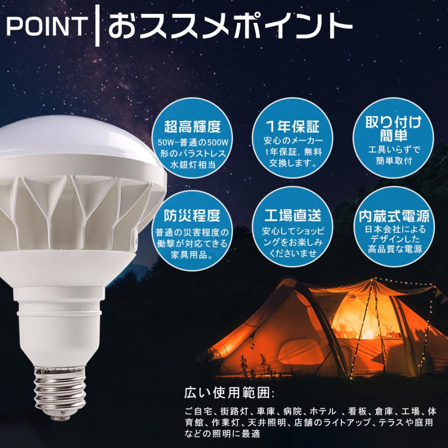 30個セット LEDバラストレス水銀灯 500W水銀灯相当 PAR56 50W LEDビームランプ LEDビーム電球 E39 防水 屋内照明LED水銀灯 密閉型器具 大型作業灯 高天井照明_5