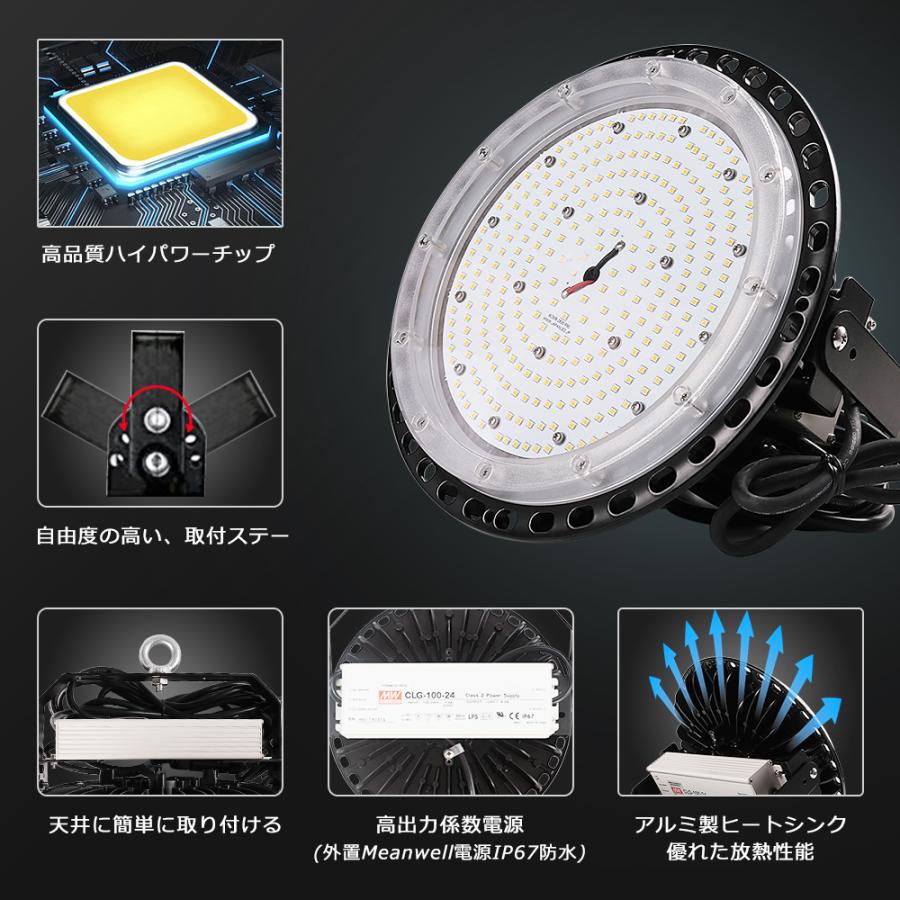 4個セット LED高天井灯 2000W相当 40000LM UFO型 LED投光器 200W 高