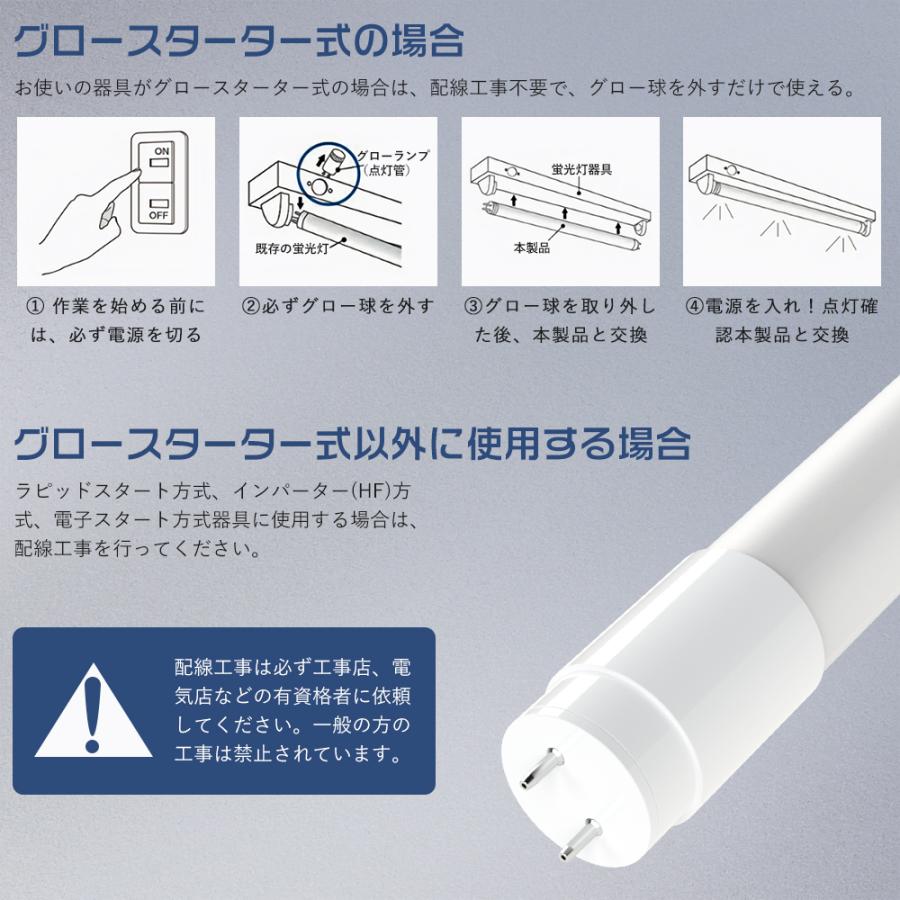 LED蛍光灯 20W形 直管 58cm 580MM 昼光色6000K グロー式工事不要 広角