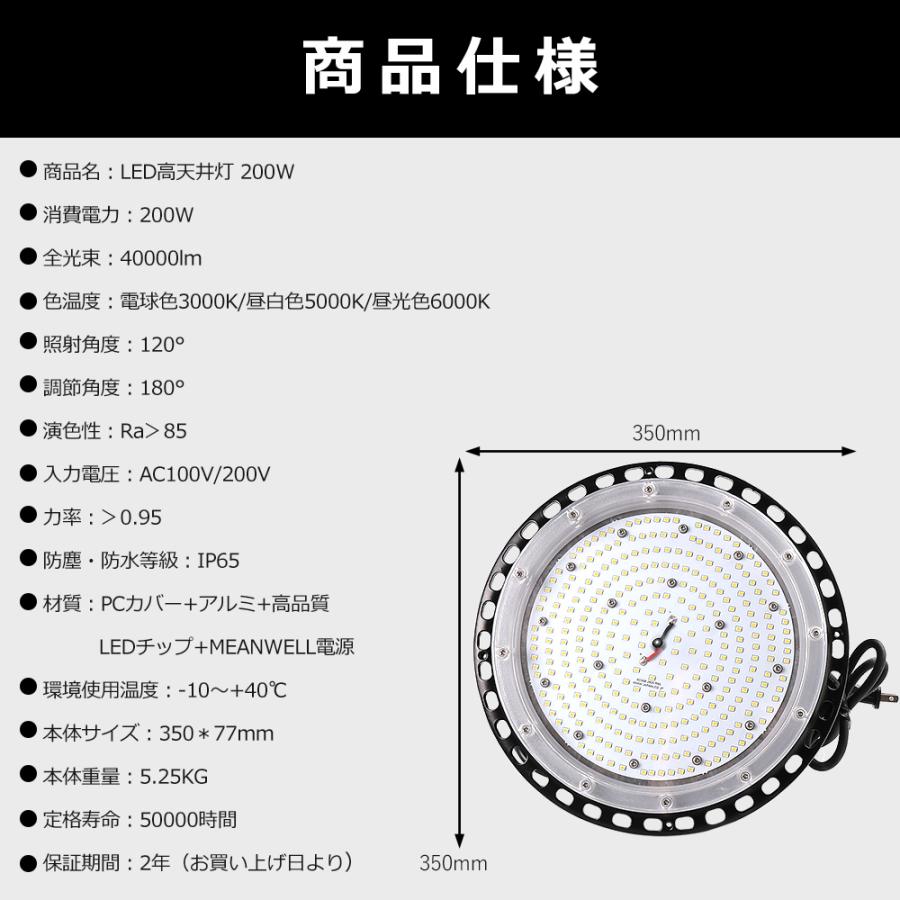 高天井用LED照明 LED投光器 200W 40000LM LEDハイベイライト 2000W