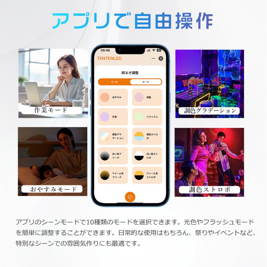 【6台セット】LED蛍光灯 リモコン付き 調光調色 ledベースライト 40w型2灯相当 逆富士 LED蛍光灯一体型 スマートライト 天井照明 タイマー付き 常夜灯 125CMの画像