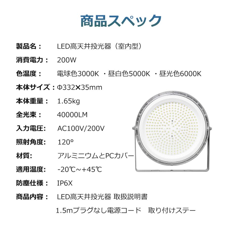 LED投光器 電球色 昼白色 昼光色 薄型 200w 高輝度40000lm IP6X 防塵