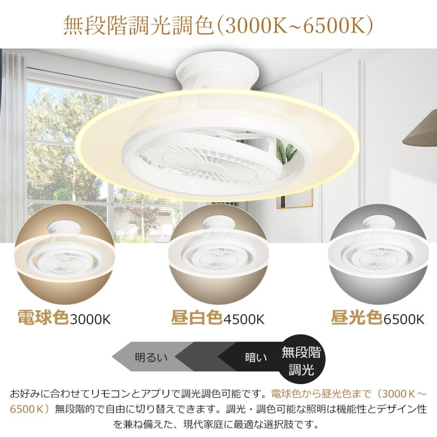 シーリングファンライト LED 4000LM 150W 無段階調色調光 省エネ