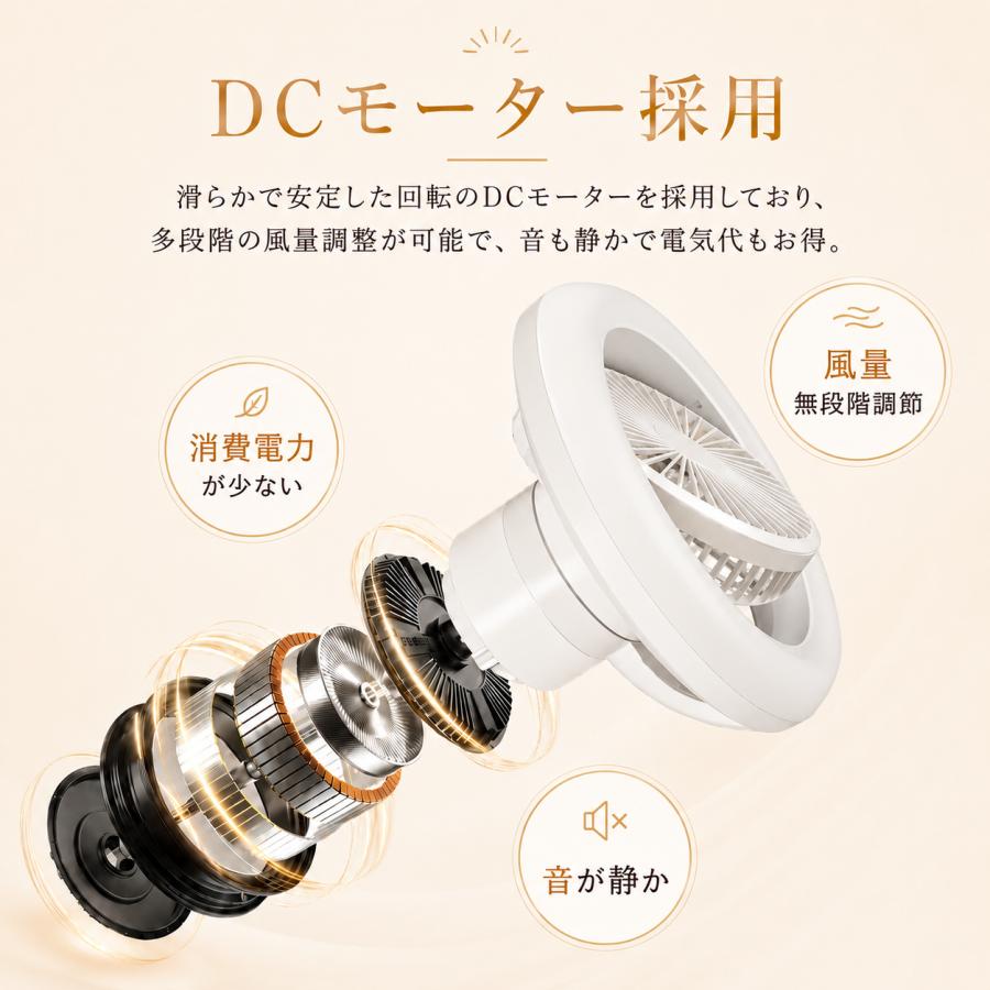 シーリングファンライト ファン付きシーリングライト DCモーター 6-8畳