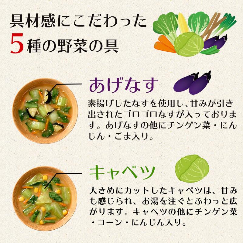 味噌汁100食セット 5種の野菜みそ汁40食＋元気プラス味噌汁3種各20食(オルニチン 鉄分 生姜) 送料無料 食品 即席 インスタント ひかり味噌 福袋｜hikarimiso｜04