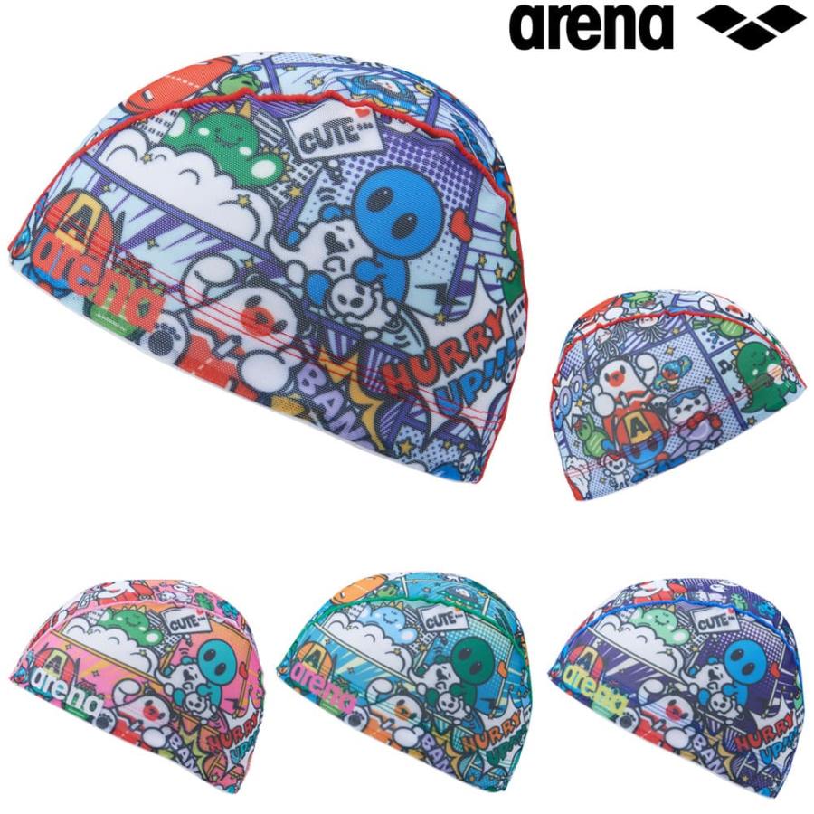アリーナ ARENA 水泳 メッシュキャップ アリーナ君 総柄 スイム