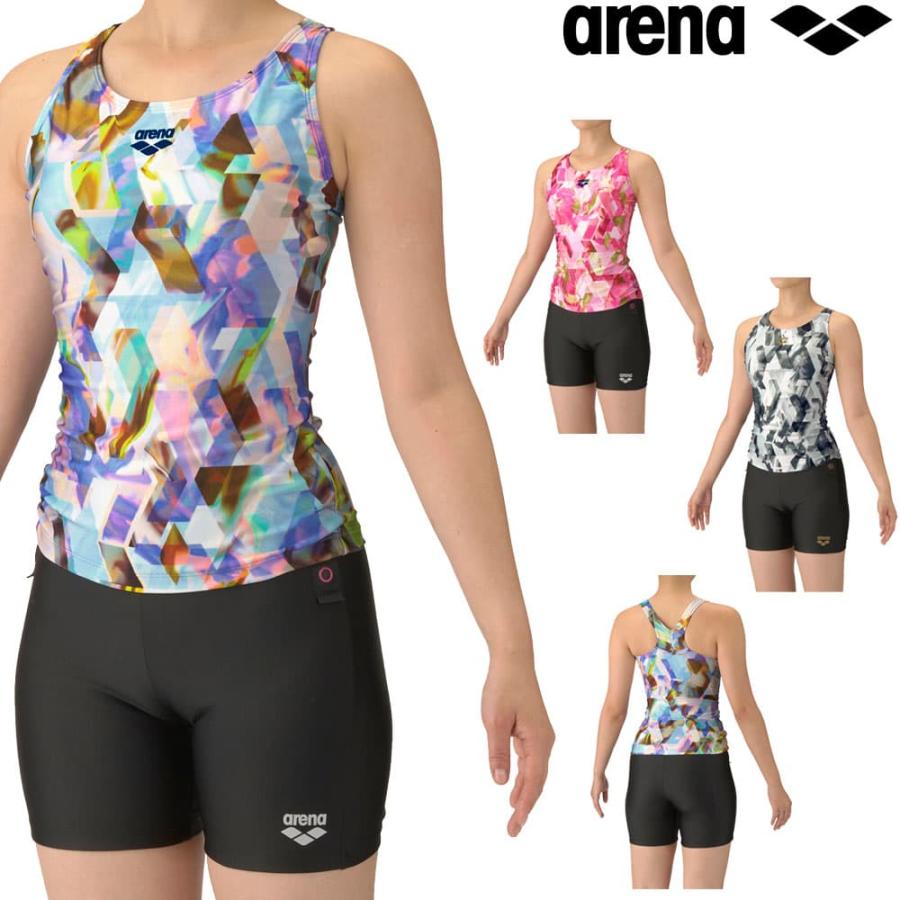 アリーナ ARENA フィットネス水着 レディース フィットネスセパレーツ Yバック ミドルレッグ 差し込みパッド パッド付き 2025年秋冬モデル AS5FWF56L アリーナ（arena） フィットネス水着 レディース フィットネス