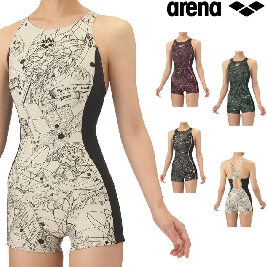 アリーナ ARENA 競泳水着 練習用水着 レディース トレーニングワンピーススパッツ オープンバック ミドル タフスーツ タフスキンE Birth of Water AS5FWM10L | アリーナ