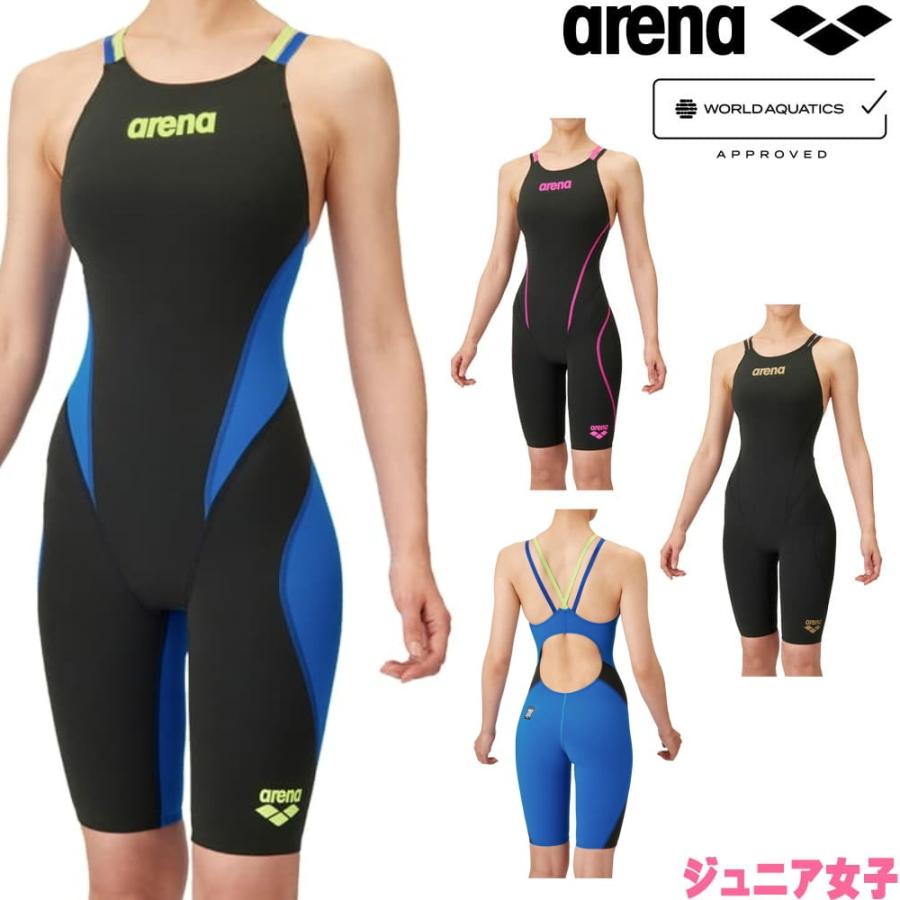 アリーナ ARENA 競泳水着 ジュニア女子 WA承認 レーシングスパッツ オープンバック ハーフレッグ オールインワン AQUAFORCE Fusion-Tri | アリーナ