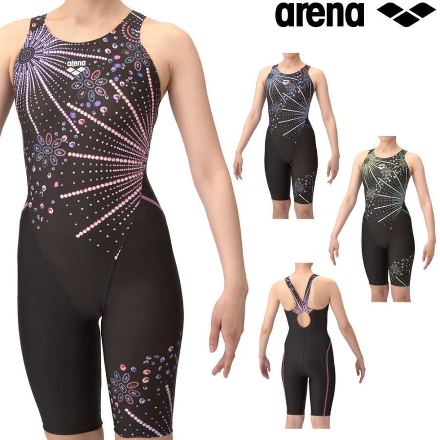 アリーナ ARENA フィットネス水着 レディース スパッツ オープンバック ハーフレッグ オールインワン パッド付き AQUA EXA 2025年春夏モデル | アリーナ