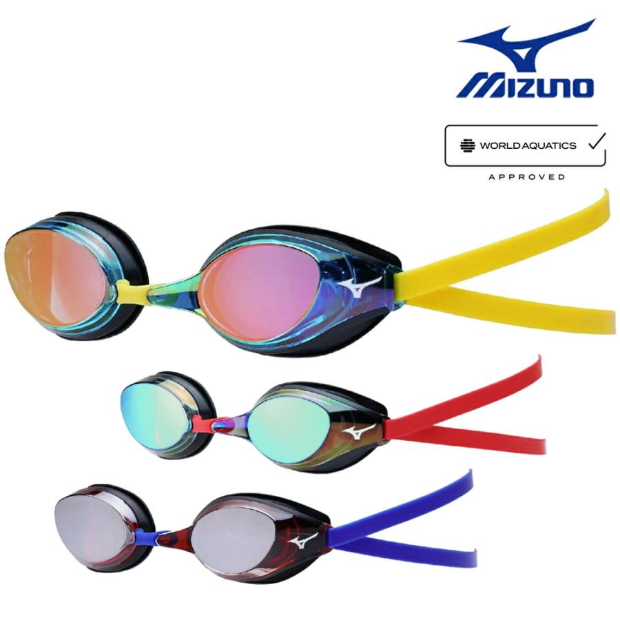 Mizuno 競泳用水着【水泳帽、スイムタオル、ゴーグル 曇り止め付き!!!】 MIZUNO（ミズノ） 水泳 限定レーシングゴーグル アクセルアイ ミラー