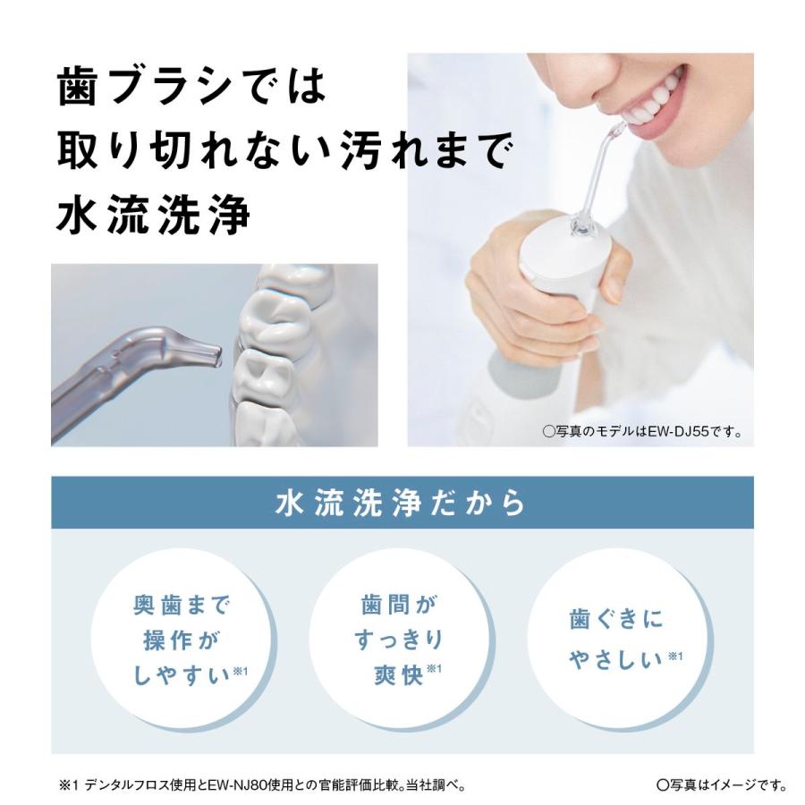 Panasonic 【5年保証付】 パナソニック ジェットウォッシャー 白 ドルツ 口腔洗浄器 口内ケア 歯周ポケット 歯垢除去 超音波水流 据置き 大容量 EW-NJ80-Wの画像