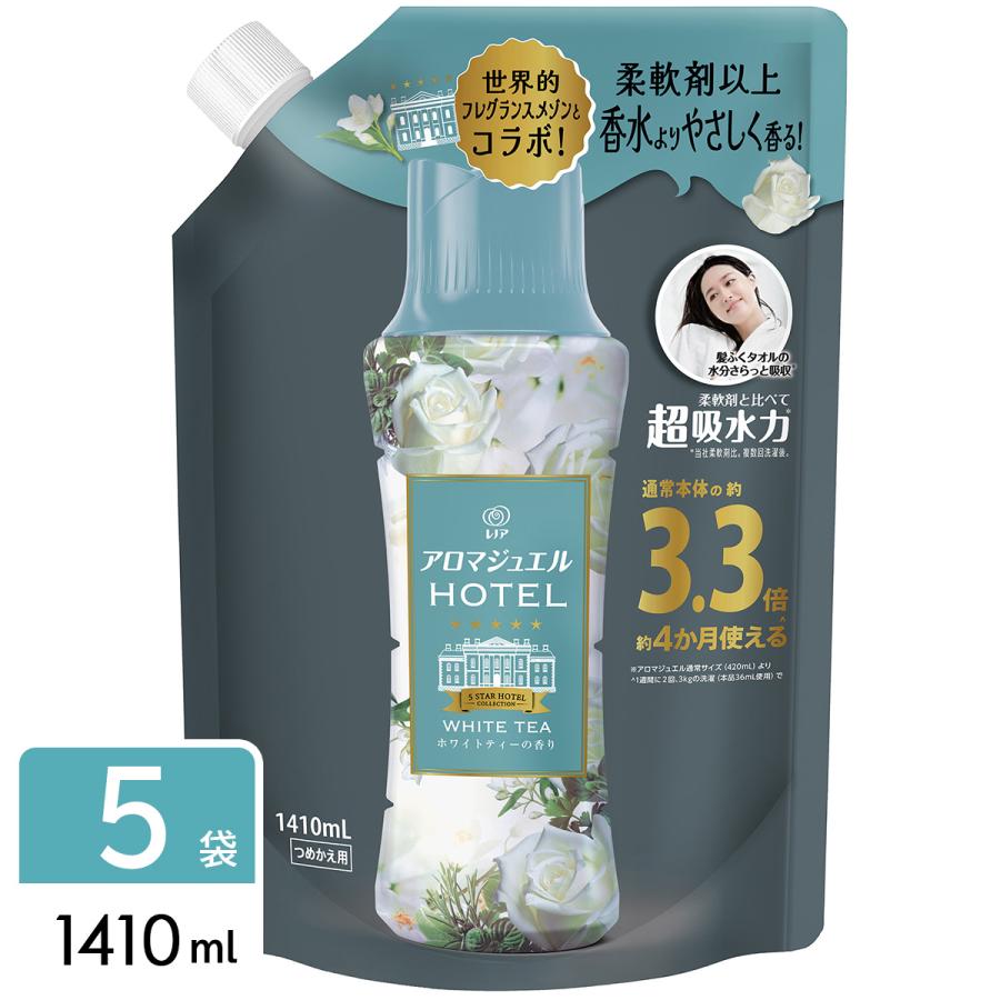 【最大1200円OFF(LYP会員限定)】レノアアロマジュエル 柔軟剤 ホワイトティーの香り つめかえ用 超特大サイズ 1410ml×5袋（Yahoo!・ひかりTVショッピングYahoo!店）