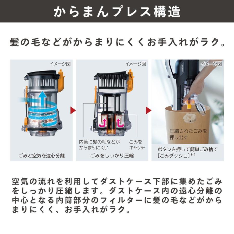 日立（HITACHI） コードレススティッククリーナー ホワイト 軽量1.5kg