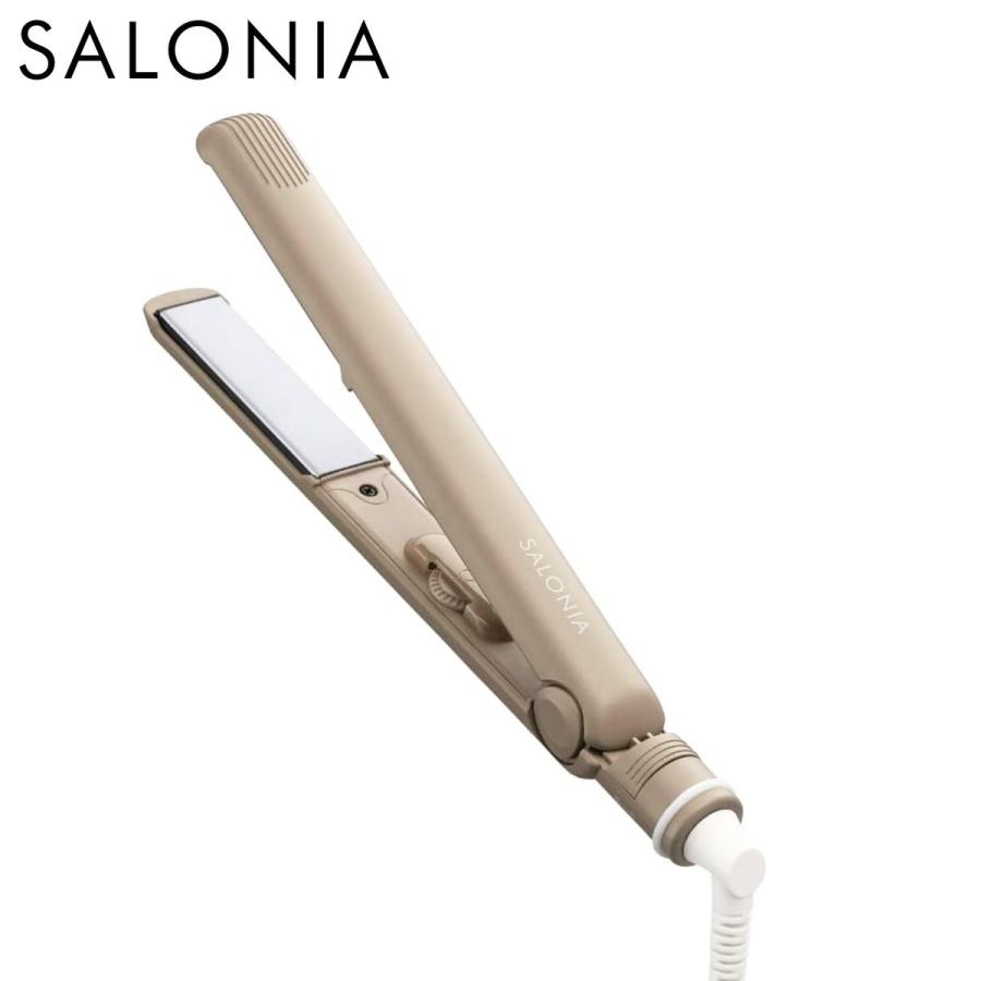 正規品】 サロニア ストレートヘアアイロン ベージュ 24mm 耐熱ポーチ