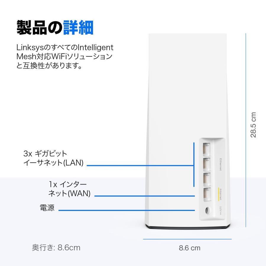 Linksys メッシュWiFi Wi-Fi6 デュアルバンドメッシュルーター（AX5400