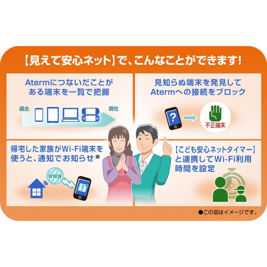 NEC Aterm 無線LAN Wi-fiルーター Wi-Fi6E 11ax/ac/n/a/g/b 4804+4804+1147Mbps IPV6対応 メッシュ中継機能 PA-WX11000T12の画像