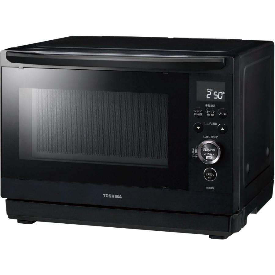 東芝 石窯ドーム スチームオーブンレンジ 26L 1段調理 ブラック ER-D80A-Kの画像