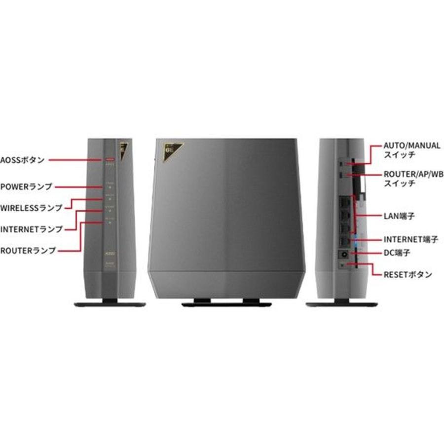 BUFFALO バッファロー AirStation 無線LAN Wi-fiルーター Wi-Fi6E 11ax/ac/n/a/g/b 2401＋2401+573Mbps IPV6対応 EasyMesh対応 WSR-5400XE6/Dの画像