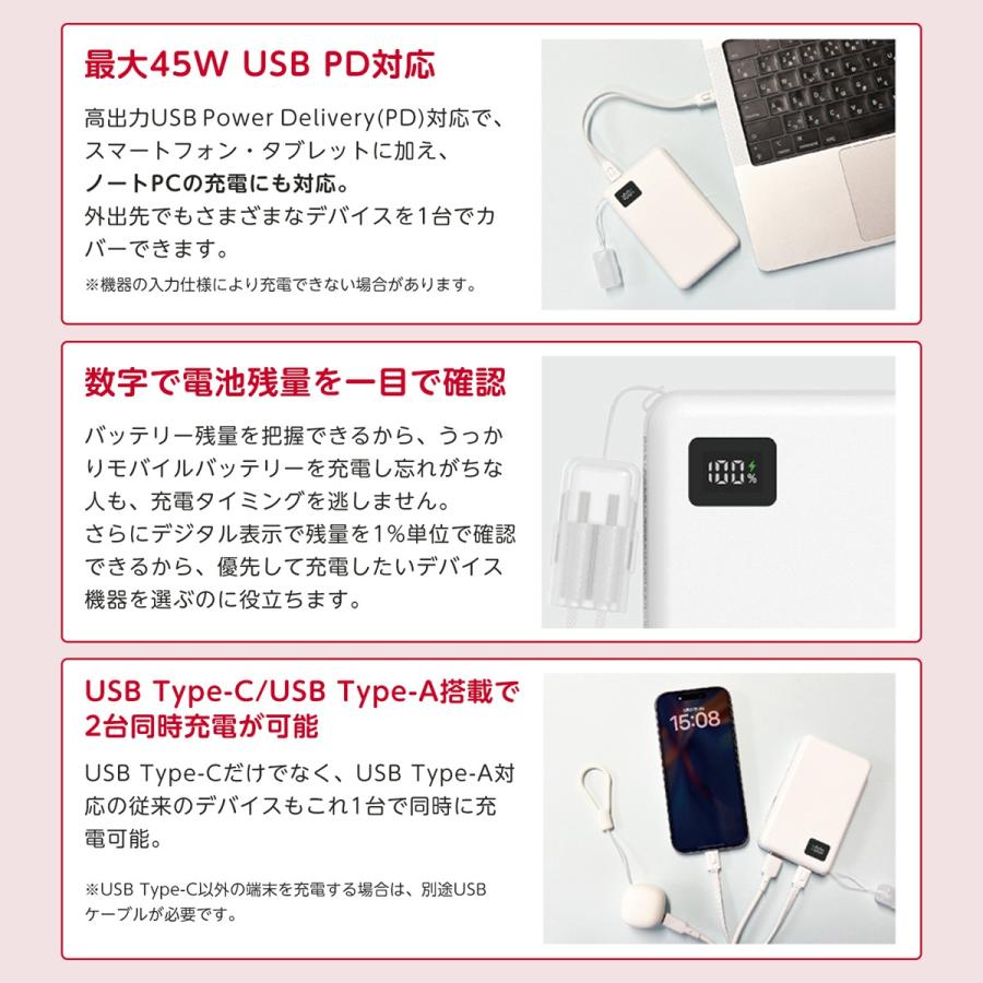 ドコモ純正 準固体モバイルバッテリー01M ホワイト 10000mAh 45W 急速