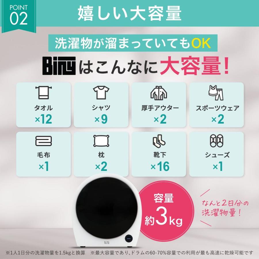 Welle Biny（ビニー） メタリックシルバー 小型衣類乾燥機 3kg 工事