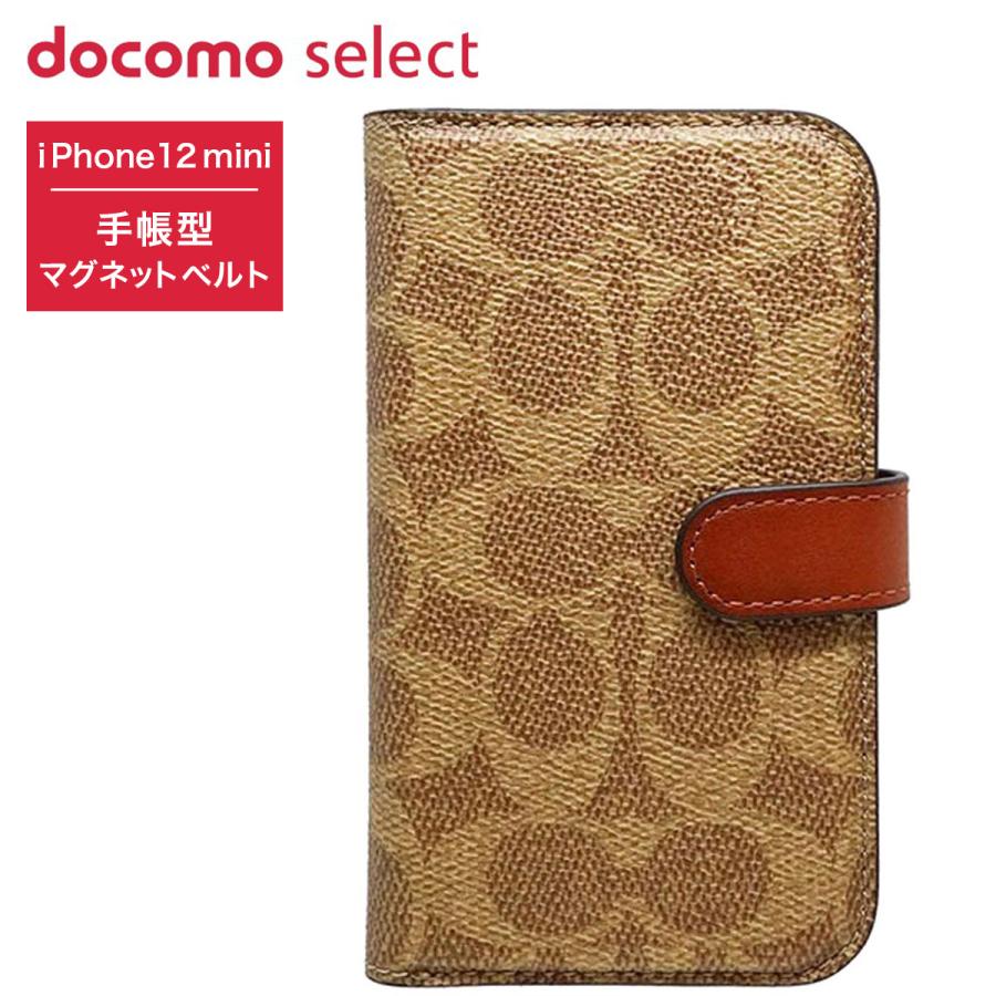 docomo select iPhone 12 mini COACH Khaki コーチ スマホケース