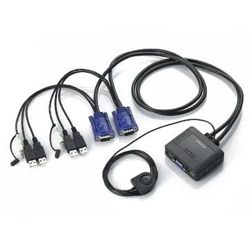 ELECOM USB対応ケーブル一体型パソコン切替器 D-sub対応 KVM-KUS｜hikaritv