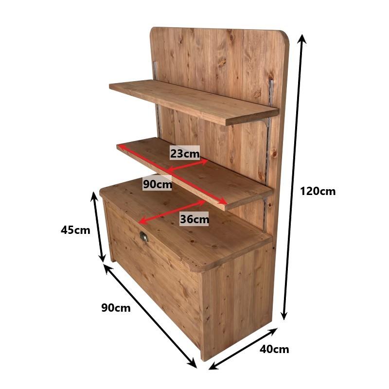 木製商品陳列棚_幅90cm×奥行40cm×高さ120cm_無塗装_C055OK 木製商品陳列棚_幅90cm×奥行40cm×高さ120cm_無塗装_C055OK