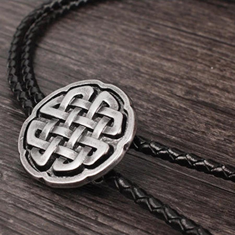 ループタイ ポーラータイ レザー紐 調節可能 メタル ケルト紋様