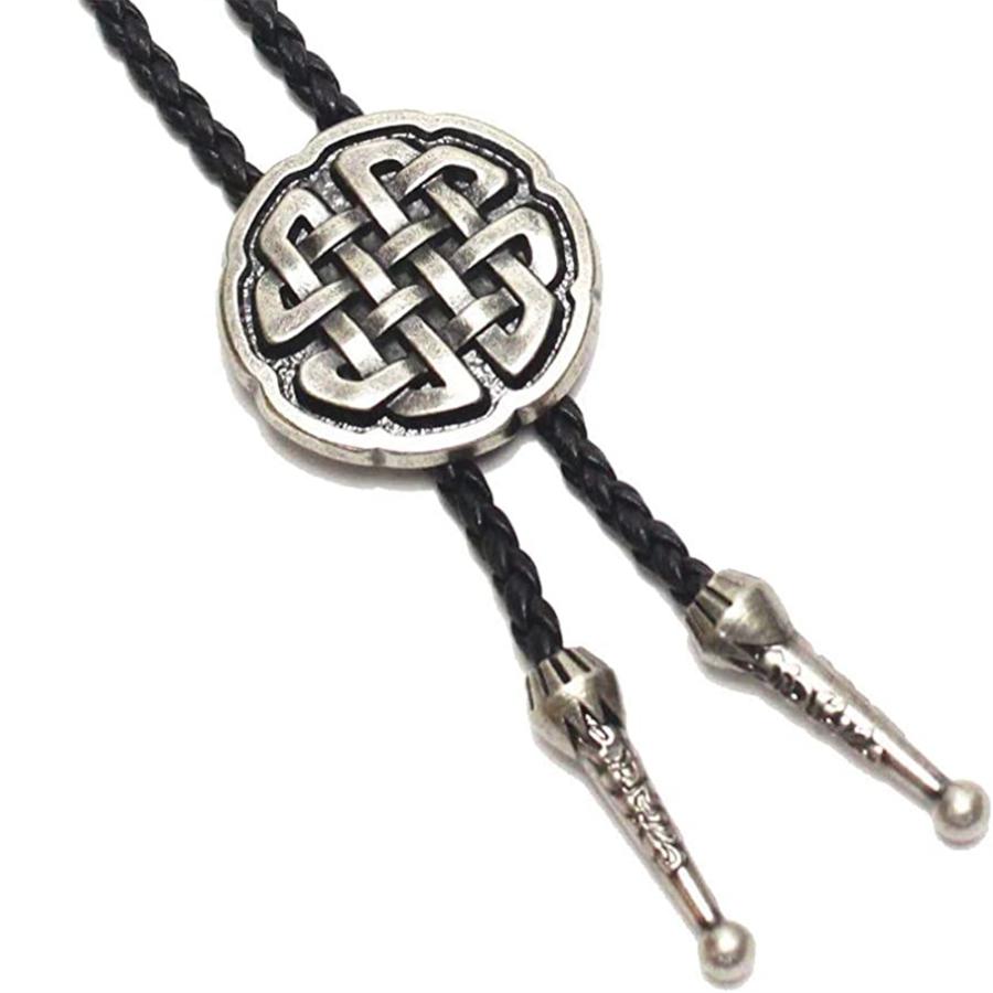 ループタイ ポーラータイ レザー紐 調節可能 メタル ケルト紋様