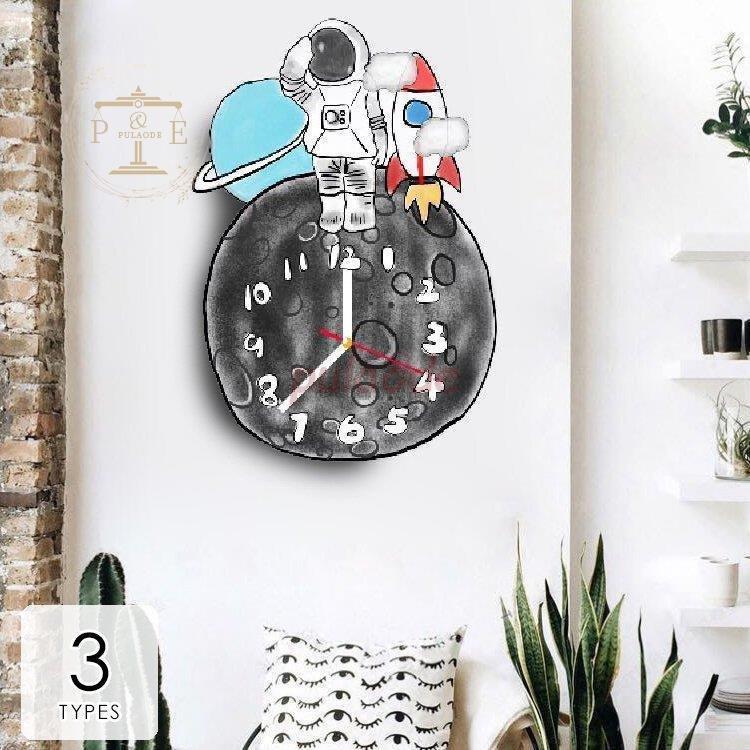 掛け時計 北欧 掛け時計 壁掛け時計 おしゃれ 引越し祝い 結婚祝い ブルー プレゼント ギフト イラスト風 プレゼント ロケット 大人カジュアル グレー Pb628 レッド 宇宙飛行士 ホワイト Hikaruストア 2 ブルー