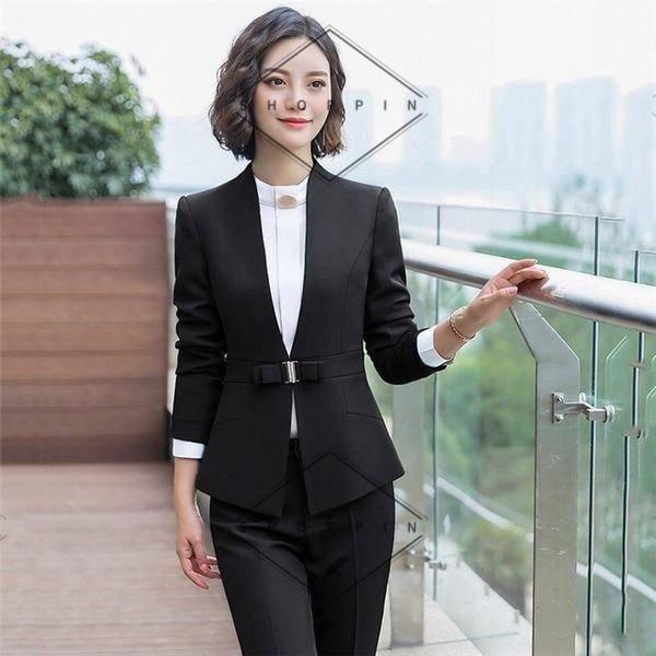贅沢品 ビジネス ロングパンツ 2点セット パンツスーツ レディース スーツ Ol グレー ブラック 洗える 無地 ママ 母 卒園式 入学式 通勤 パンツスーツ サイズ ブルー A Faqirzaman Com