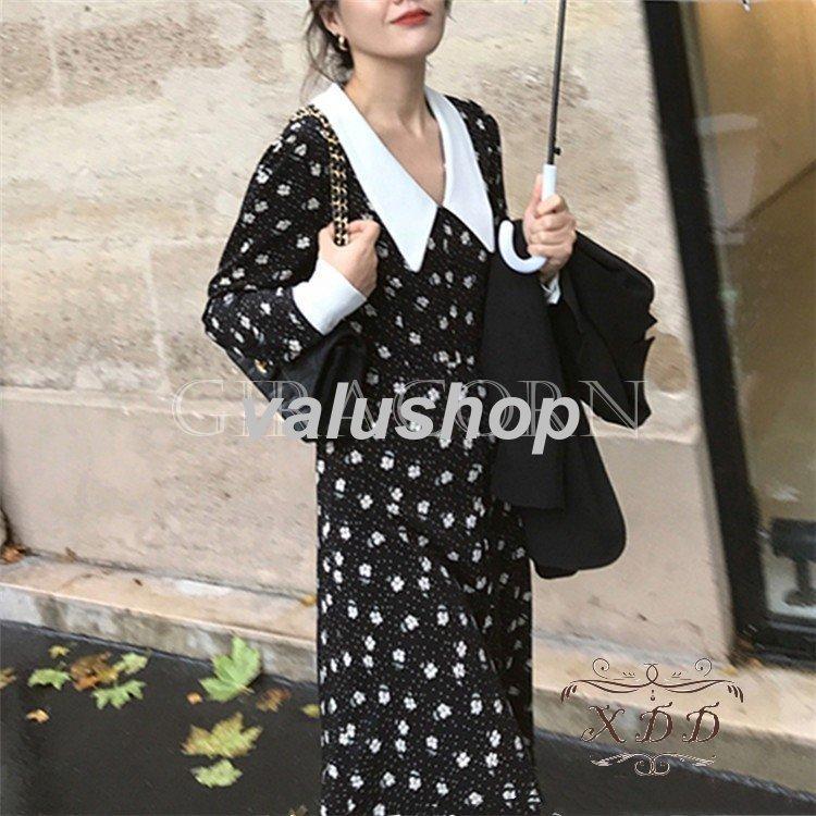 特価ブランド Aライン きれいめ 長袖 ワンピース 春夏シフォン 大開襟 復古風 花柄 フリル ワンピース 上品 40代 レディース ワンピース 復古 花柄 フリル ワンピース 上品 40代 レディース ワンピース 韓国風chic 結婚式オシャレ 着痩せ ワンピース チュニック