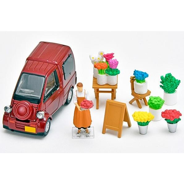 TOMICA LIMITED VINTAGE NEO 1/64 ジオコレ64 ＃カースナップ 17b 花屋2（ダイハツ ミゼットII カーゴ 付属）_2