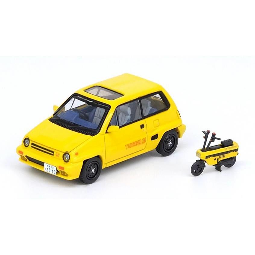 INNO 1/64 Honda シティ ターボII イエロー MOTOCOMPO付属