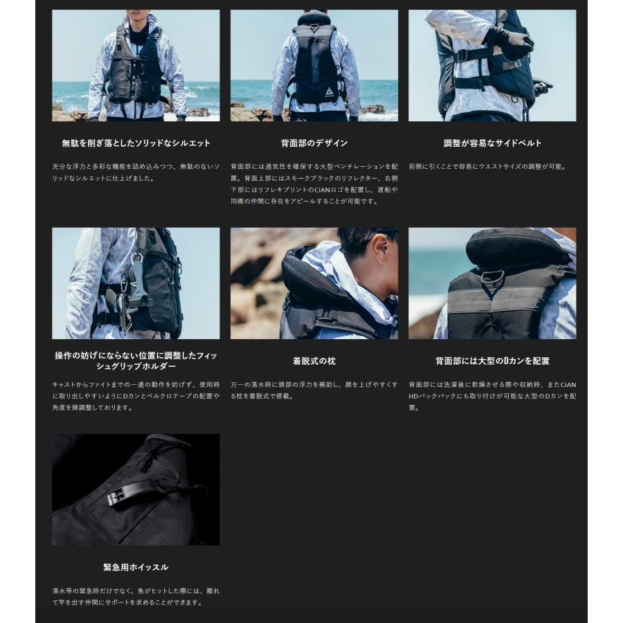 ジャッカル シアン ホロフィル AIR RS ベスト ( ロックショア用フローティングベスト ) ( 4525807253344 )ブラック / JACKALL CiAN  AIR RS VEST BLACK　｜hikoboshi-fishing｜02