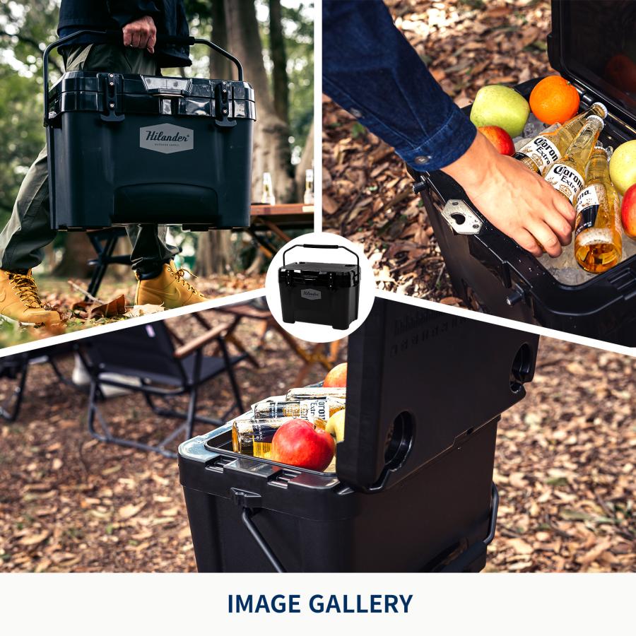 ハイランダー キャンプクーラー ハイランドクーラーボックス 25L クーラーBOX 保温 保冷 収納 バーベキュー【1年保証】  25L  ブラック Hilander（ハイランダー） キャンプクーラー ハイランドクーラー