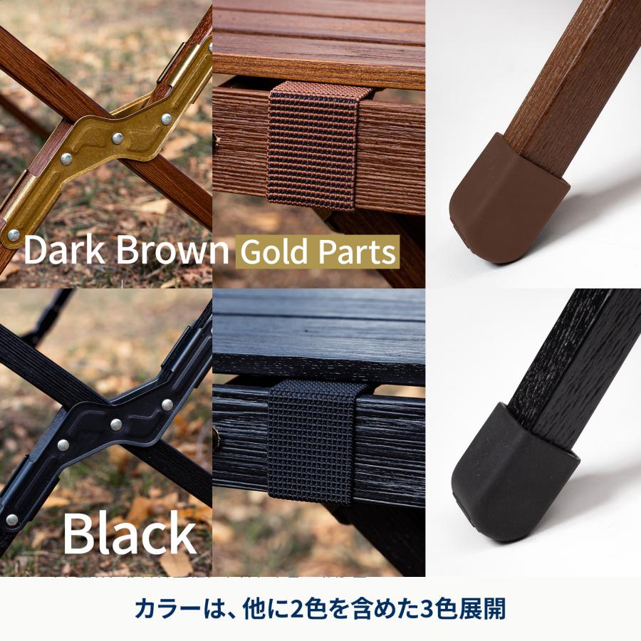 アウトドアテーブル ハイランダー ウッドロールトップテーブルLIGHT 120 アウトドア キャンプ ローテーブル 天然木 1年保証 ダークブラウン/ブラック | Hilander | 03
