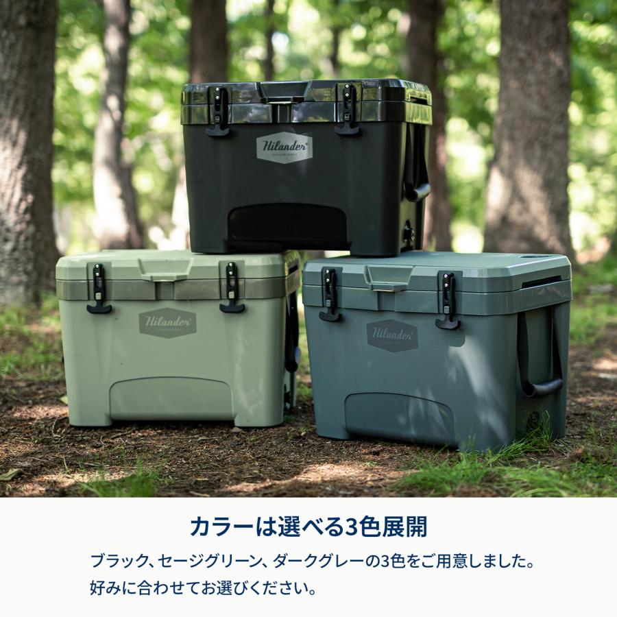 キャンプクーラー ハイランダー ハイランドクーラーボックス 35L クーラーBOX 保温 保冷 収納 バーベキュー 1年保証 35L ダークグレー | Hilander | 11