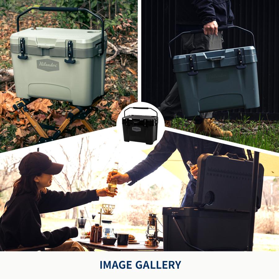 キャンプクーラー ハイランダー ハイランドクーラーボックス 25L クーラーBOX 保温 保冷 収納 バーベキュー 1年保証 25L ダークグレー | Hilander | 14