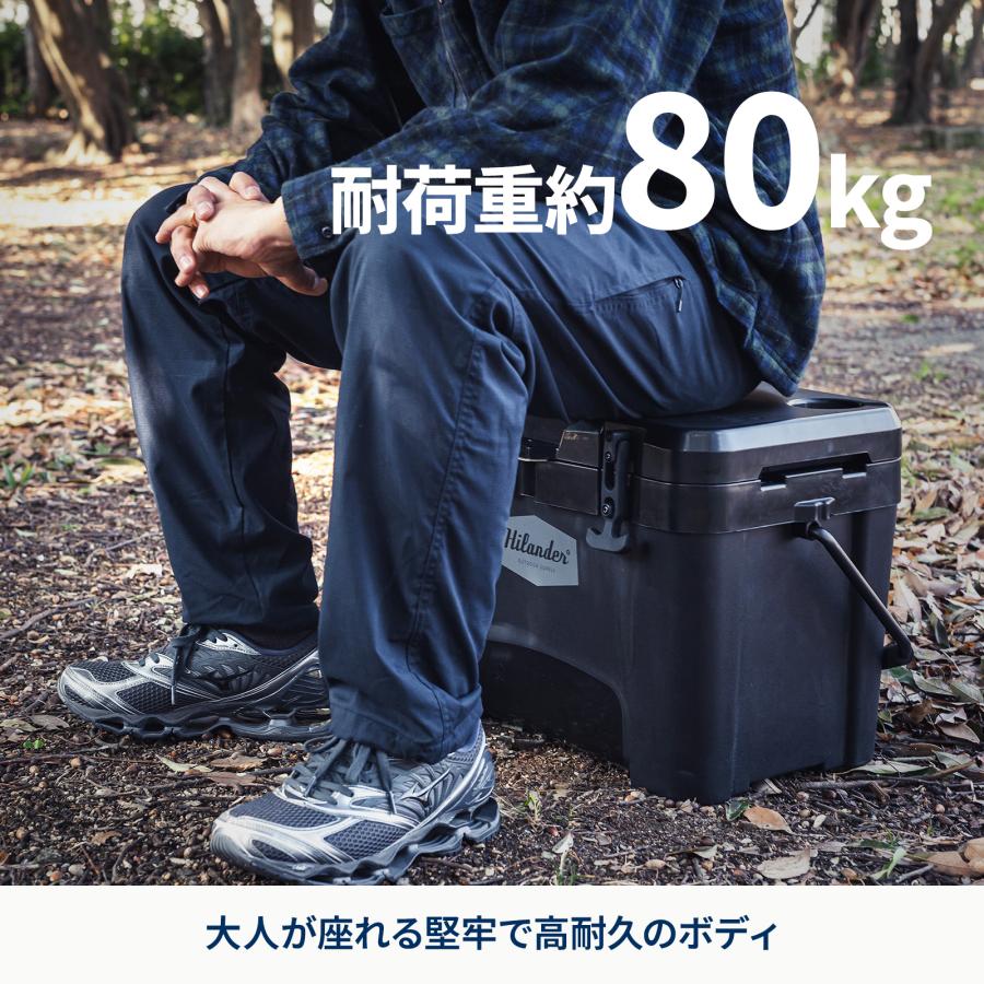 キャンプクーラー ハイランダー ハイランドクーラーボックス 25L クーラーBOX 保温 保冷 収納 バーベキュー 1年保証 25L ダークグレー | Hilander | 07