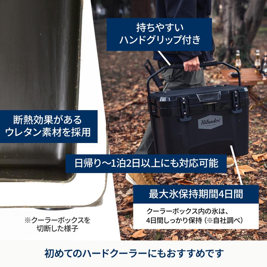 キャンプクーラー ハイランダー ハイランドクーラーボックス 25L クーラーBOX 保温 保冷 収納 バーベキュー 1年保証 25L ダークグレー | Hilander | 08