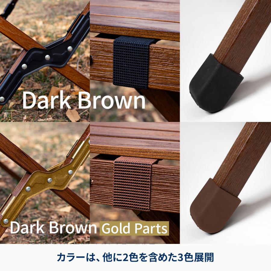 アウトドアテーブル ハイランダー ウッドロールトップテーブルLIGHT 60 アウトドア キャンプ ローテーブル 天然木 1年保証 ブラック | Hilander | 03