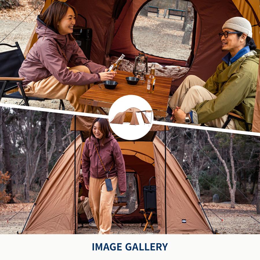 ハイランダー テント アルミフレーム2ルームテント ファミリー デュオ キャンプ アウトドア ツールーム 前室【1年保証】  4人用  ブラウン Hilander（ハイランダー） テント アルミフレーム2ルームテント