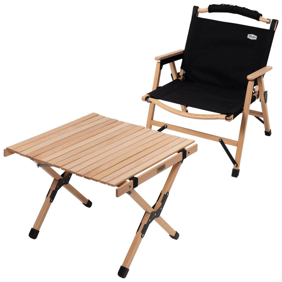 Hilander(ハイランダー)ウッドロールトップテーブル＆ウッドフレームチェア Hilander（ハイランダー） アウトドアテーブル お得なセット ウッド