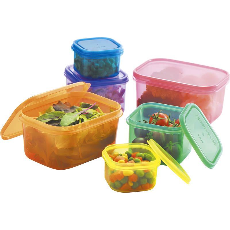 ビタミンカラー 電子レンジ保存容器6pc 3サイズ 6色 カラフル保存