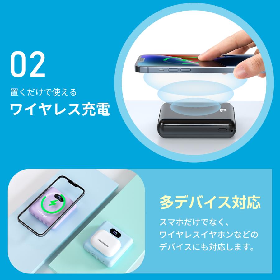 MOTTARI 【4本ケーブル内蔵&持ち運び便利】モバイルバッテリー Q8
