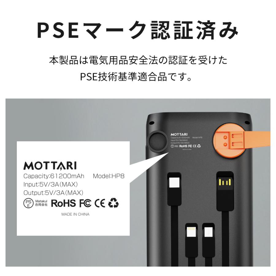 MOTTARI 【61200mAh超大容量&3.0A急速充電】ソーラー モバイル