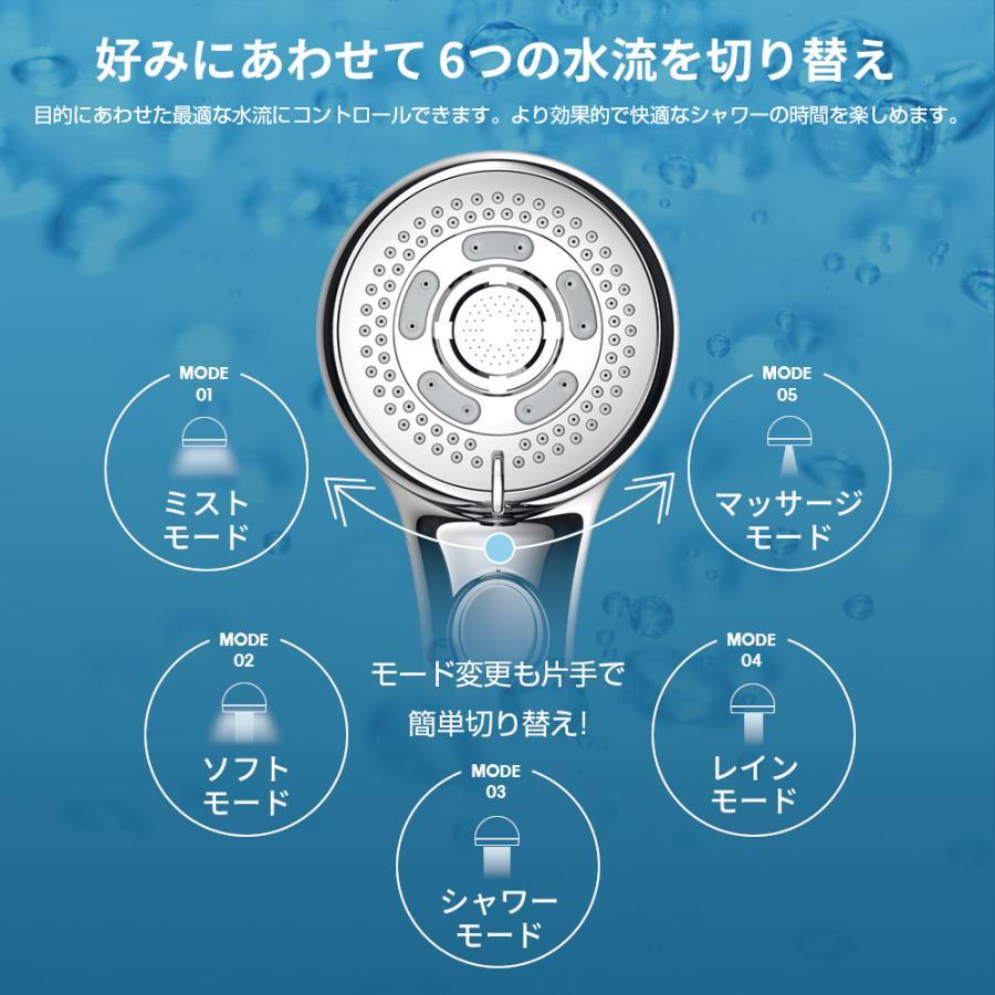 最終価格3183円】シャワーヘッド 節水率90%MAX 6つのモード 約15億6000